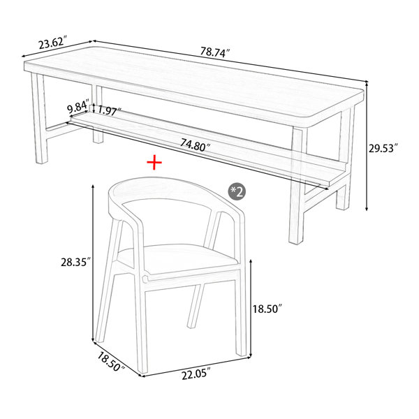 Hokku Designs 3 Piece Solid Wood Rectangle Desk And Chair Set